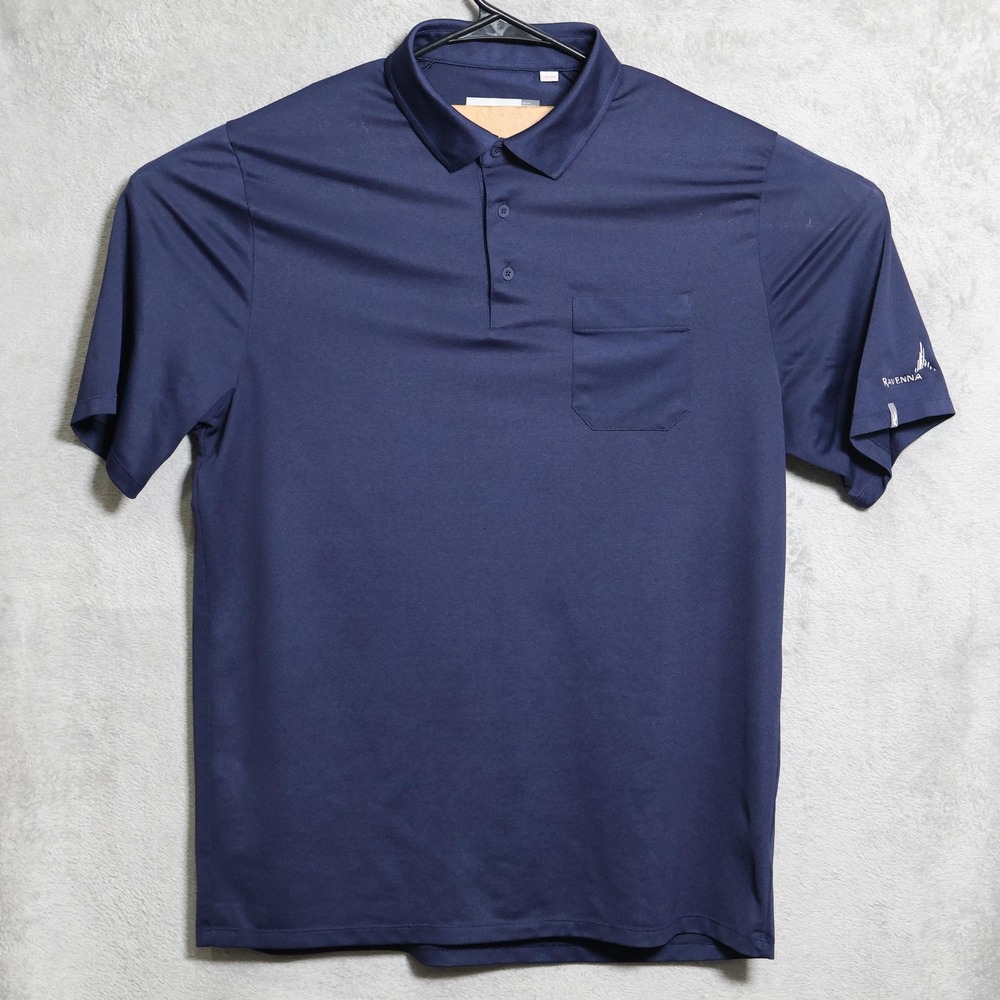 KJUS Polo Shirt Mens 52 Large Navy Blue Comfort Fit UPF 30 Golf Pocket Ravenna